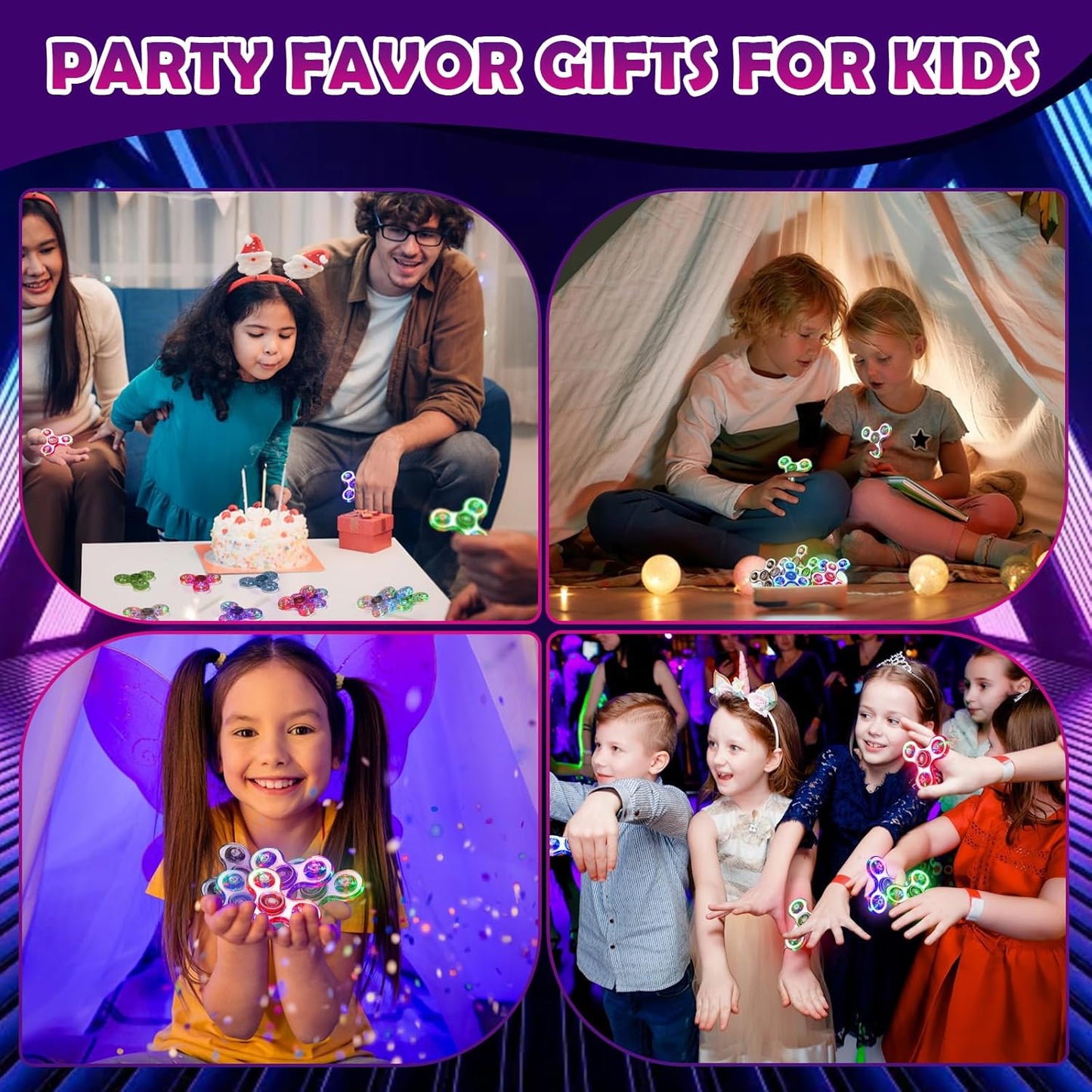 SCIONE 5 Pack Fidget Spinners, LED Light Up Fidget Spinner, Party Favor Goodie Bag Stuffers Glow in The Dark Sensory Toys, Stress Reduction and Anxiety Relief Hand Spinner for Kids