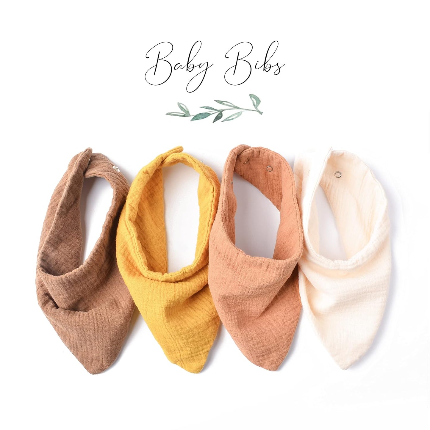 Konssy Muslin Baby Bibs 10 Pack Baby Bandana Drool Bibs 100% Cotton for Unisex Boys and Girls, Soft Absorbent Set for Teething and Drooling