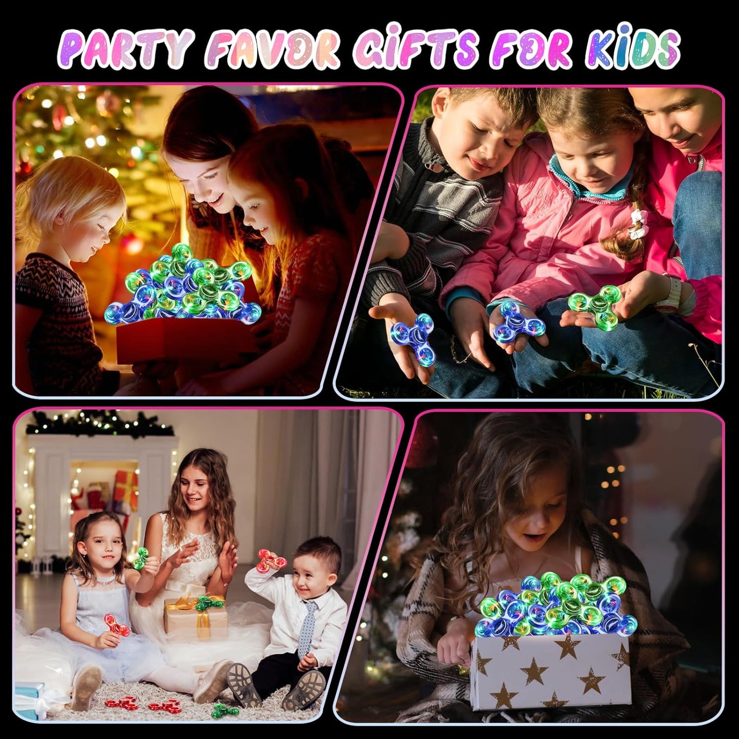 SCIONE 2Pack Fidget Spinners for Kids, LED Light up Sensory Fidget Toys for Kids Adults, Glow in The Dark Toys for Teens Boys Girls Halloween Classroom Prizes, ADHD Stress Anxiety Relief Fidgets