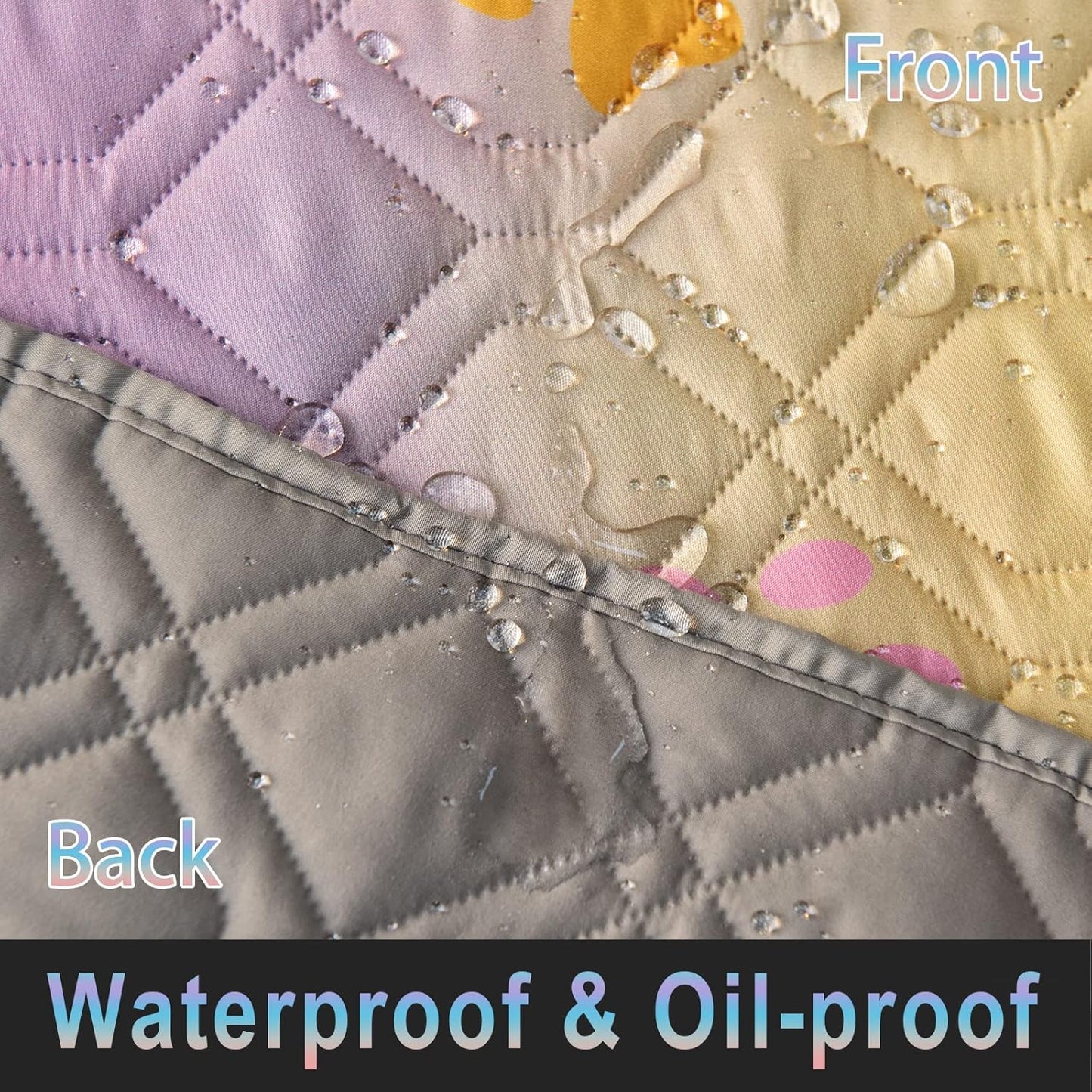 100% Waterproof Dog Bed Cover 86x82 inch Reversible Changing Pad Reusable Camping Mat for Kids/Pet/Dog/Cat Washable Geometric Embroidery Blanket Patchwork Rainbow Dog Paw Printed+Gray