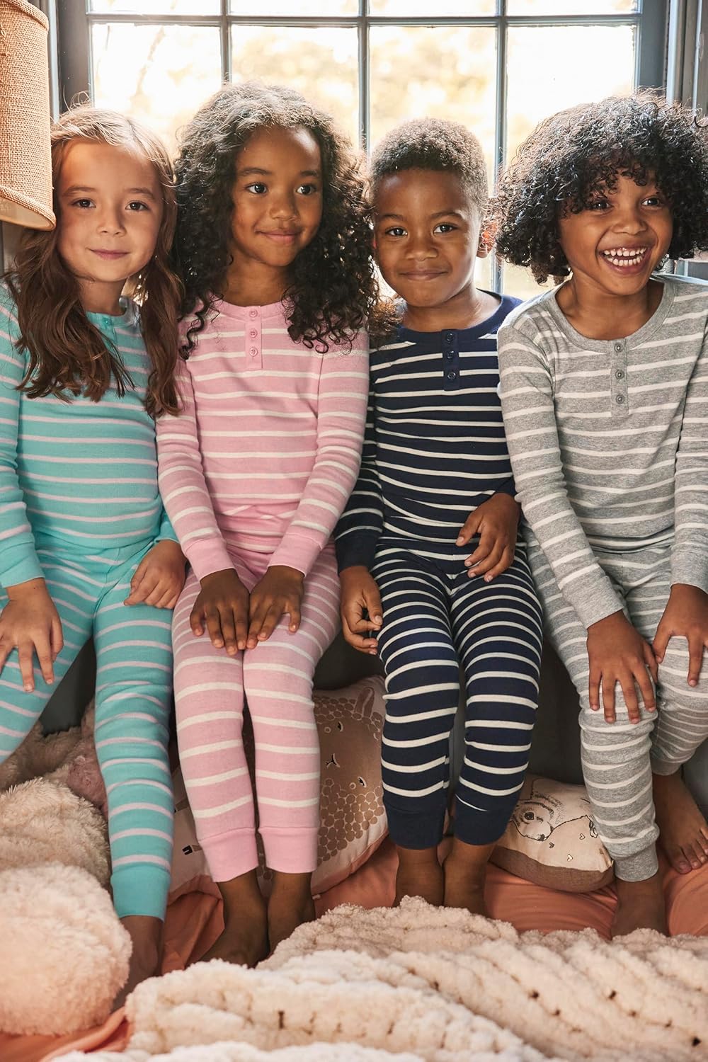 Gymboree Unisex Kid's and Toddler 100% Cotton Henley Long Sleeve Top and Pants,gymmies Pajama Set