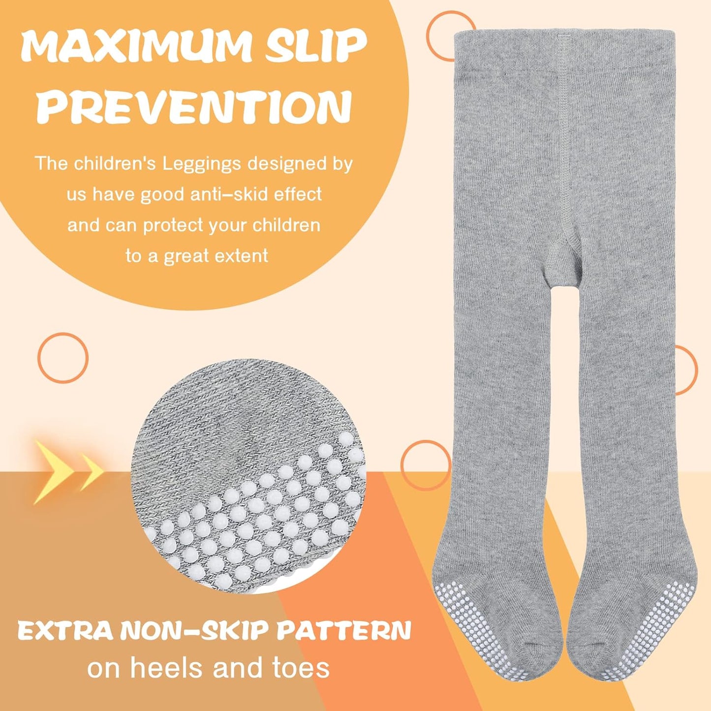 Zando Baby Girls Tights Cozy Cotton Infant Non Slip Grip Leggings Toddler Solid Knit Pantyhose Warm Newborn Stockings