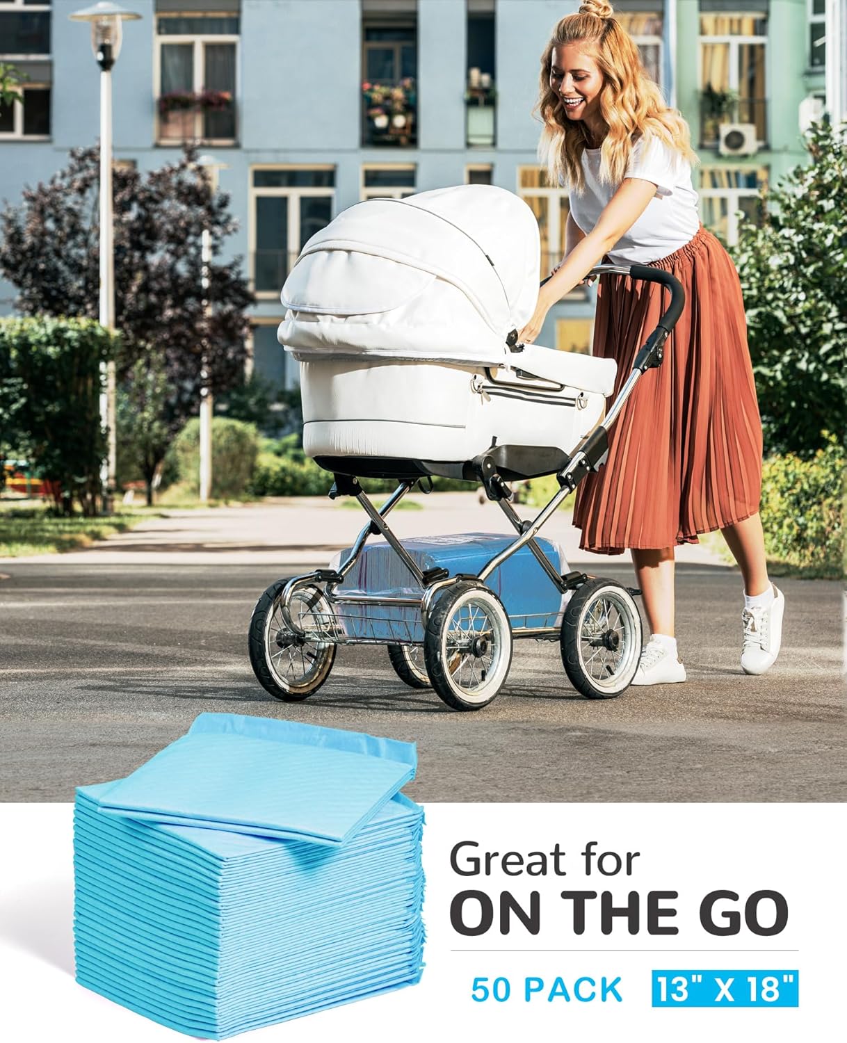 Disposable Changing Pad Pack of 50 Baby Incontinence Pad Diaper Changing Pads UnderPads Ultra Soft Super Absorbent Waterproof Mat 13 x18 in