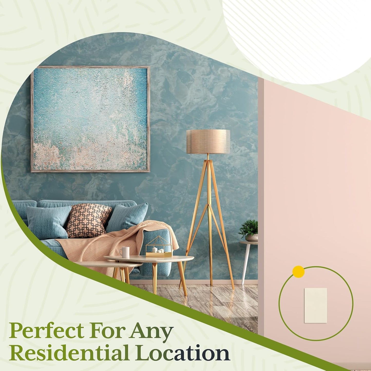 TG Mid-Size Screwless Blank Wall Plate, Child Safe Blank Device Outlet Cover, Medium Size 1-Gang 4.88" H x 3.11" L, Polycarbonate Thermoplastic, UL Listed, SP-MB1-LA, Light Almond (1 Pack)