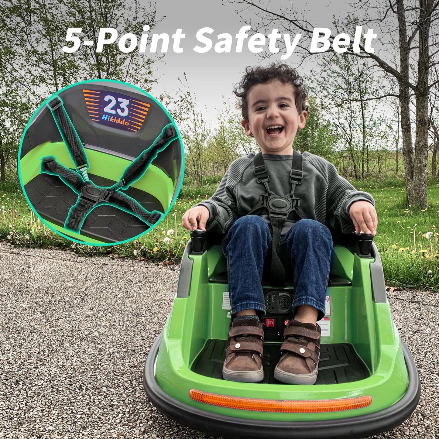 Baby Bumper Car, 6V Electric Kids Bumper Car for Toddlers with Remote Control, Bluetooth - Green