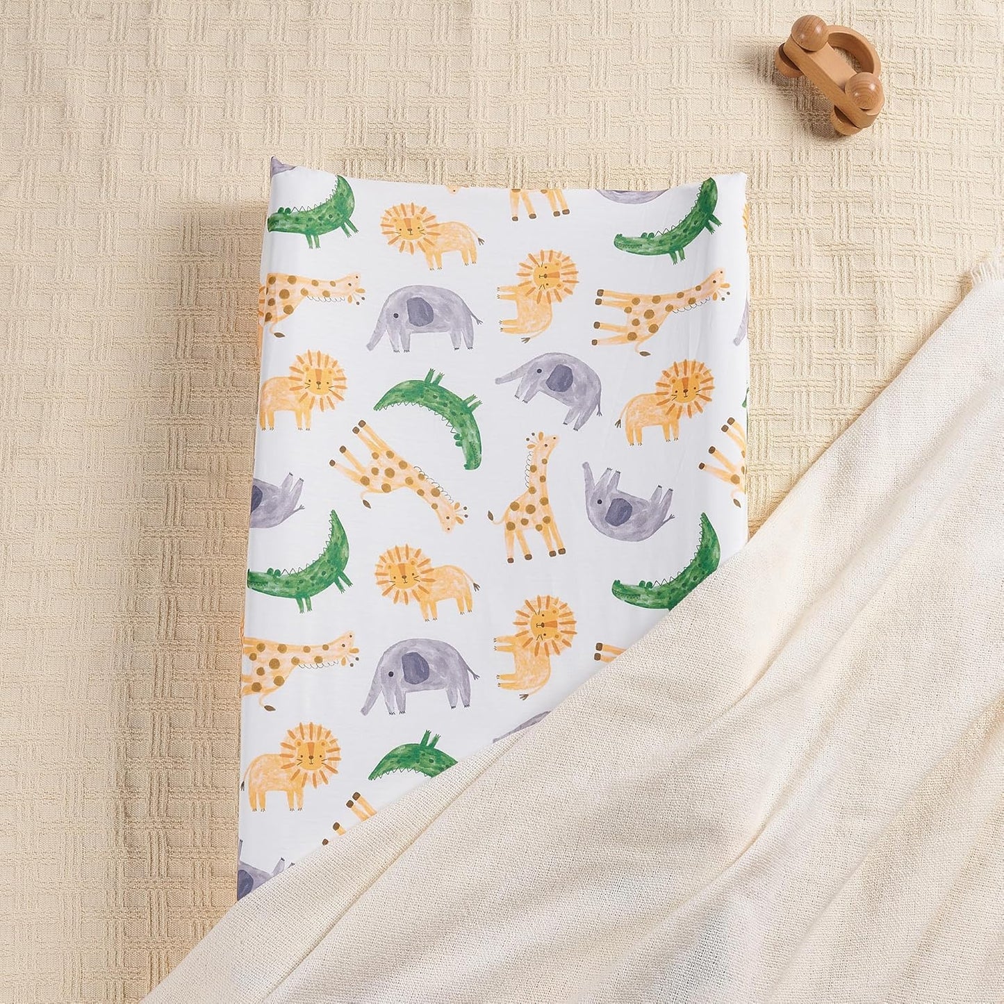 TILLYOU Baby Changing Pad Cover, Changing Table Cover for Girls Boys, Ultra Soft Breathable, 2 Pack African Steppe & Grey