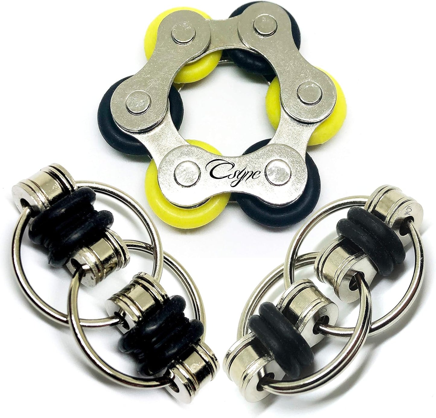 Fidget Toys Roller Chain - Stress Relief Perfect for ADHD, ADD, Anxiety in Classroom, Office, School, Work for Students, Teens, Adults Stocking Stuffers Gifts (3 Piece) (Black)