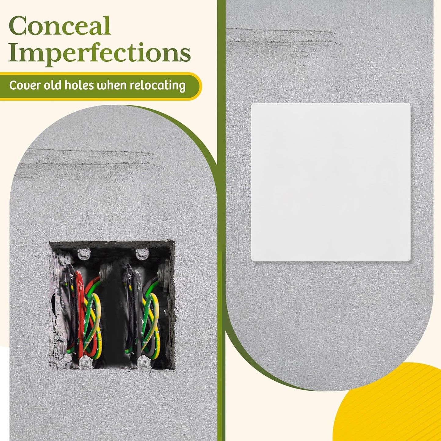 TG Screwless Double Blank Wall Plate, Child Safe Blank Device Outlet Cover, Mid-Size 2-Gang 4.88" H x 4.92" L, Polycarbonate Thermoplastic, UL Listed, SP-MB2-W5P, White (5 Pack)