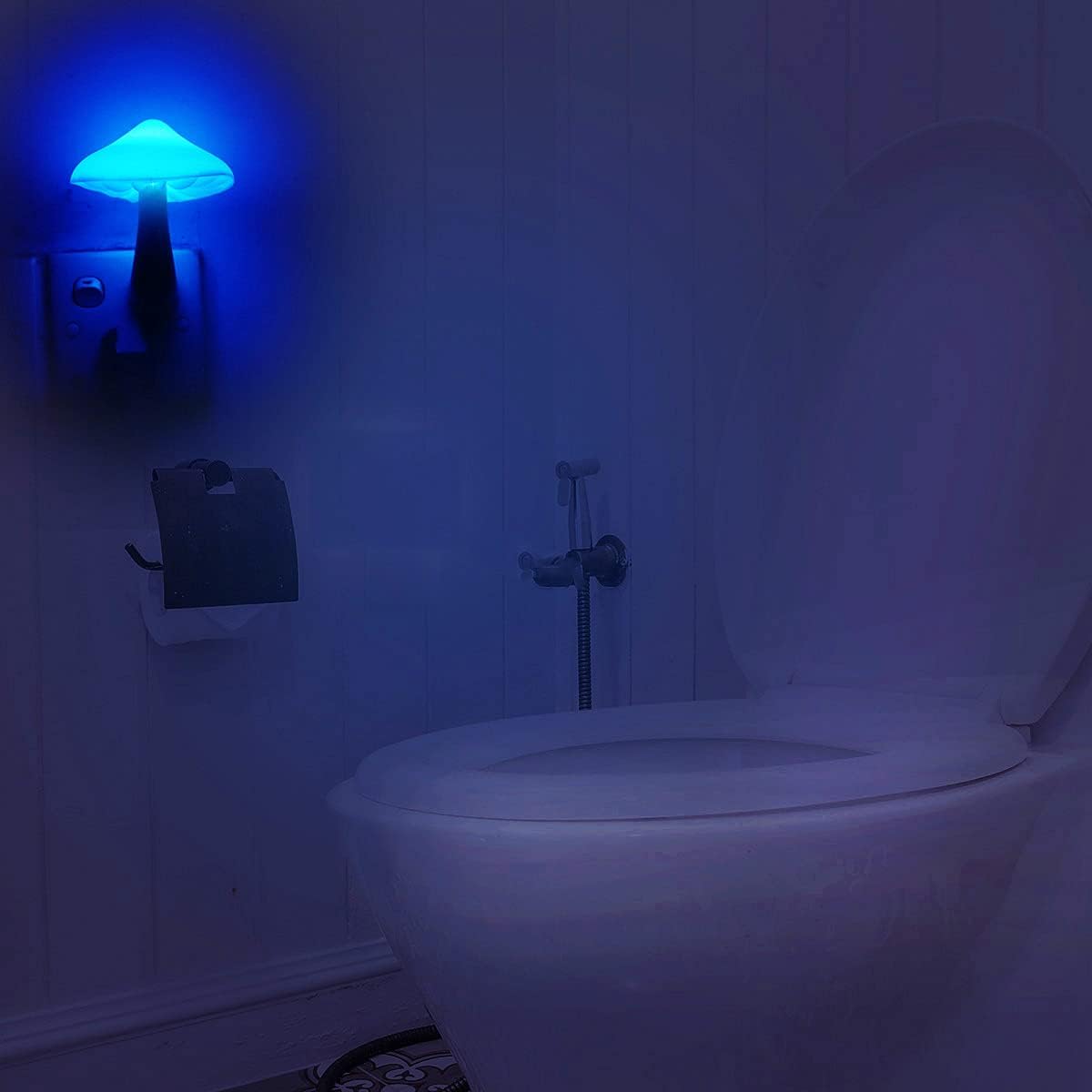 AUSAYE 4 Pack Plug in Night Light, Mushroom Light LED Nightlights for Kids, Adults, Bedroom, Bathroom,Hallway, Stairs, Kitchen Blue