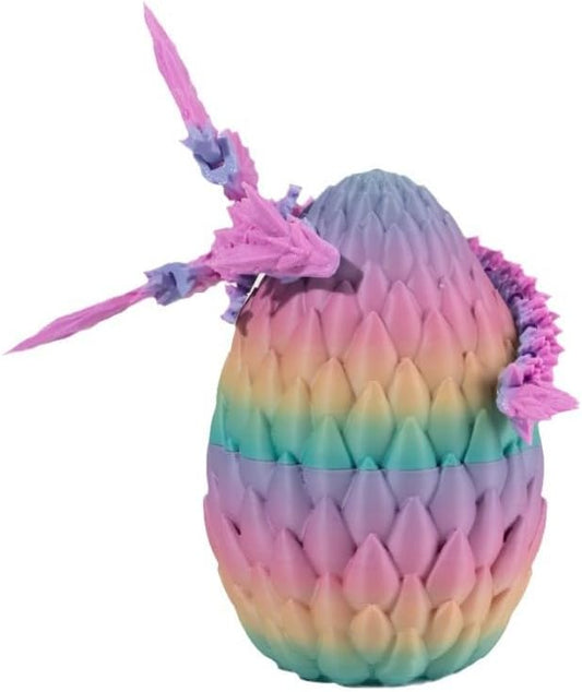 GerRit 3D Printed Dragon，Crystal Dragon，3D Printed Stuff，Dragon Fidget Toy，3D Dragon Eggs with Dragon Inside，Home Office Decoration, Administrative Desk Toys (Rainbow Color)