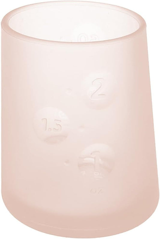 Olababy First Cup | Clear Sense 100% Silicone Infant Trainer Cup | 2oz Medicine Cup for Newborn | Non-Slip & Sloping Design for Tiny Hands & Baby Led Weaning (Coral, 1 Cup)