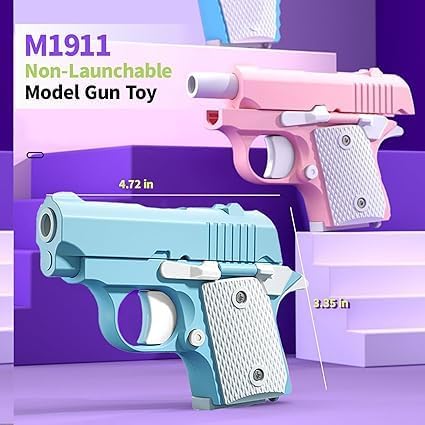 Fidget Toys for Adults, 1911 3D Printed Small Pistol Toys, Stress Relief Pistol Toys Suitable for Relieving ADHD, Anxiety, Suitable Toys for Friends Adults and Kids Best Gift (Blue)