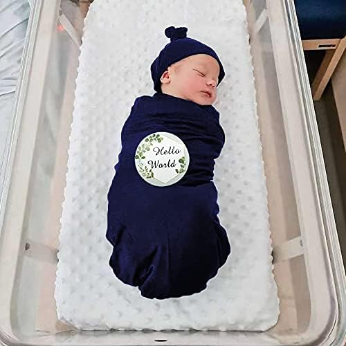 OWLOWLA Swaddle Blanket and Hat Set Newborn Swaddle Wrap Baby Receiving Blanket for Baby Boys Girls(Navy)