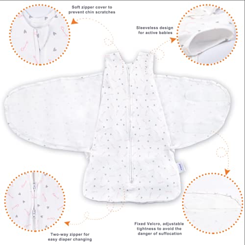 Swaddle-Blanket Baby Girl & Boy Swaddles Newborn Infant Transition 100% Cotton Wrap Blankets, 3-Way Adjustable Wearable Blanket, TOG 1.0 (Love, Small, 0-3 Month)
