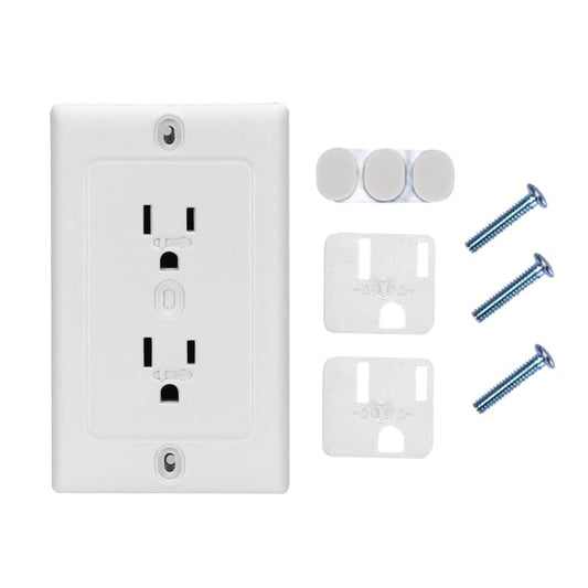 Nearockle 6 Pack Self-Closing Outlet Covers, 2024 Upgraded Built-in Hidden Slider & No-Pull-Out Wall Plug Covers Fit Decora, Duplex Wall Socket, Child Safety Baby Proofing (White)