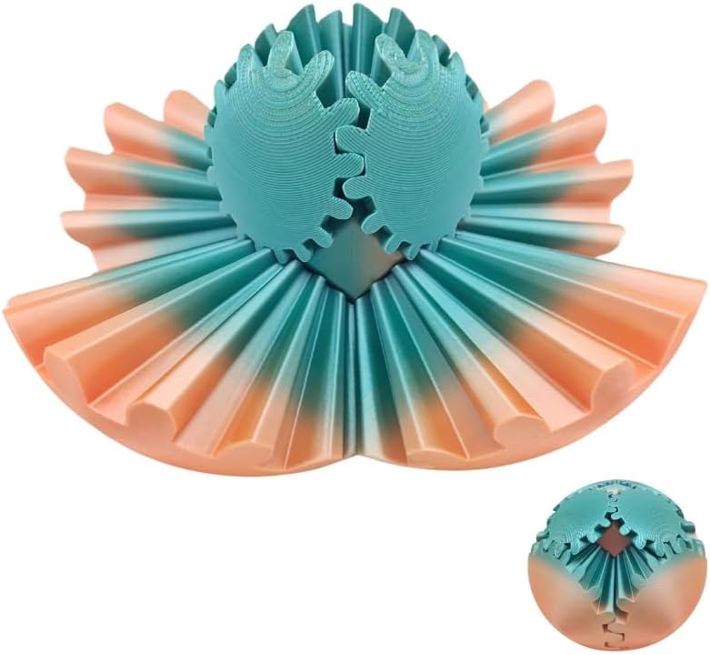 Gear Ball for ADHD 3D Printed Gear Ball Spin Ball Fidget Toy - Gearsphere Gear Ball for Stress and Anxiety Relaxing Fidget Ball - Ideal for Sensory Needs and Autism (Rainbow Color)