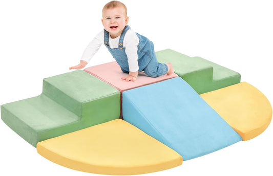 6 Pieces Climbing Toys for Toddlers, Climb & Crawl Soft Foam Block Activity Play Set, Foam Play Gym Climbing Blocks, Toddler Climbing Toys Indoor, Soft Foam Blocks for Kids Crawling and Sliding