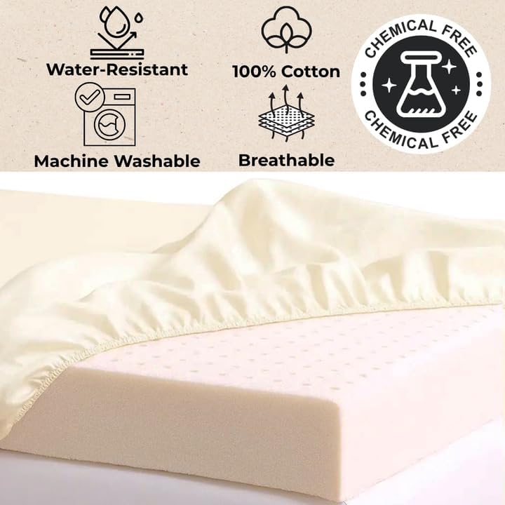 Organic Cotton Crib Mattress Protector - Water Resistant Fitted Sheet Liner Pad, Skin Friendly, Chemical-Free Pure Cotton [GOTS-Certified] for Bassinet (30"x15") - Made in USA