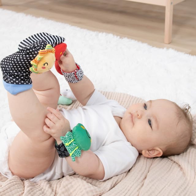 The Peanutshell Sock Rattles Set of 5 - Girl Boy Rattle Socks, Baby Toys 0-6-12 Month, Animal Newborn High Contrast Baby, Infant, Newborn Toys 0-3 0-6 Months Old Babies - Montessori
