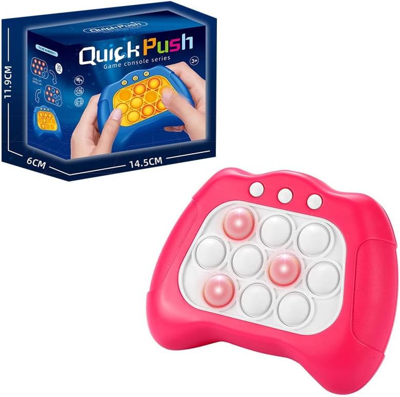 Pop Fidget Kids Quick Push Toy Game, Fast Push Handheld Games Toys for Ages 8-13,Bubble Stress Pop Light up Game, Birthday Xmas Gift,Autism Relief Relief For 3 4 5 6 7 8 9 Year Old Girls, Pink