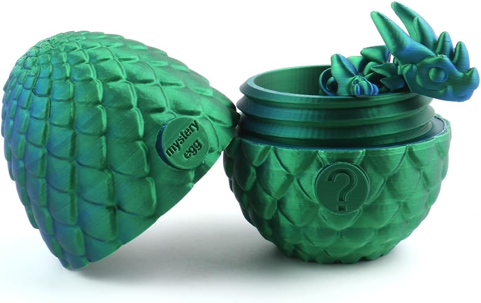 STONESTAR 3D Printed Dragon Fidget Toys, 12" Full Articulated Dragon in Mystery Egg, Home Office Decor Executive Desk Toys Xmas/Easter Gift for Dragon Lovers (Laser Green)