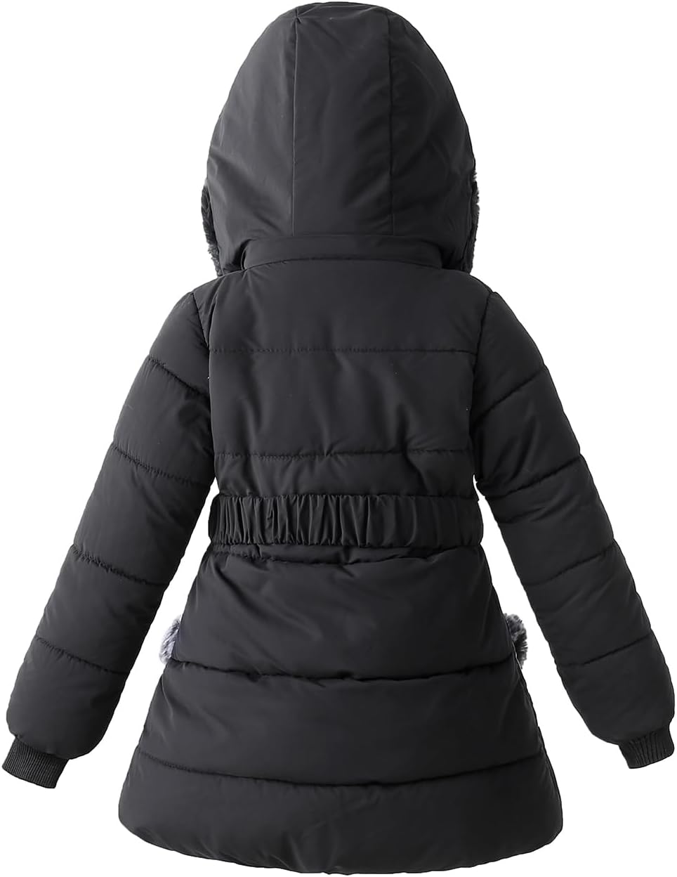 Girls Winter Dress Coats Faux Fur Hooded Fleece Jackets Waterproof Parka Outwear