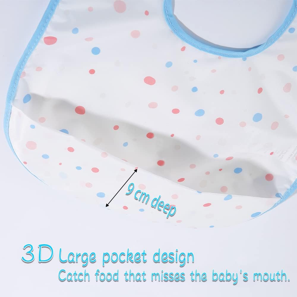 Baby bibs Waterproof Toddler bib - Feeding bib with Pocket for Infant Boy Girl Washable 6-36M