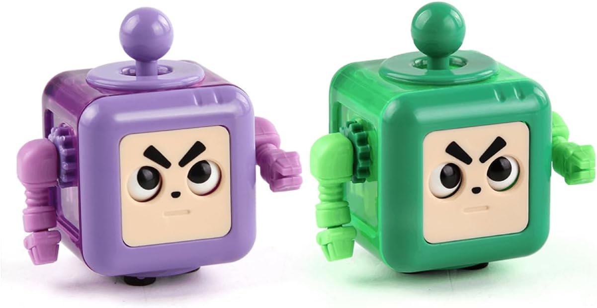 2P Fidget Robot Cube Fidgets Toy, Magic Cube Stress and Anxiety Relief Toys, Fidgets Robot Cube Toy Cube Relaxing Hand-Held for Adults, Killing Time Cool Fidget Block for ADD/ADHD/OCD (Green Purple)
