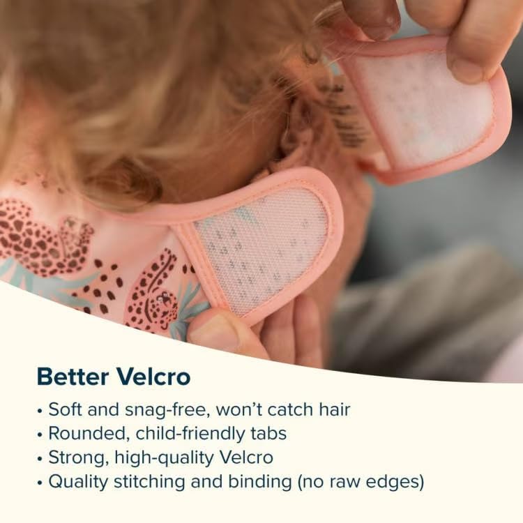 Tiny Twinkle Mess Proof Baby Bib - Waterproof & Lightweight Baby-Led Weaning Apron | 100% Recycled Polyester, Easy Clean & Machine Washable (Petite Safari, Small 6-24 Months)