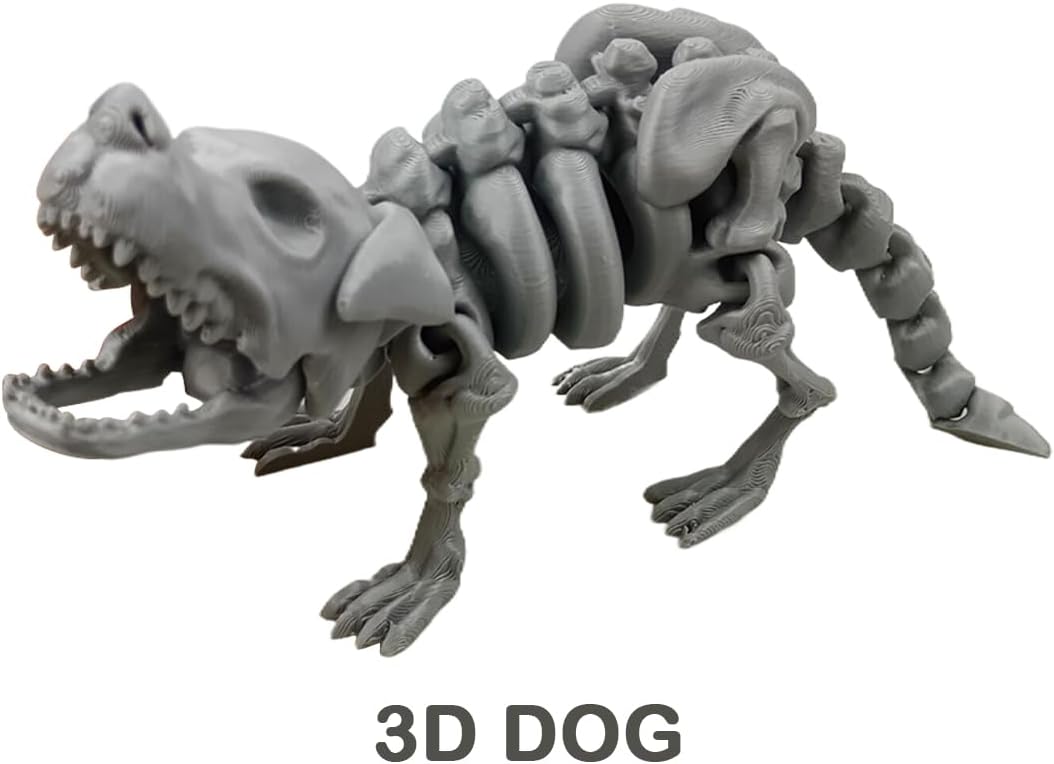 Anditoy 4 Pack 3D Printed Halloween Skeleton Cat Spider Crow Dog Articulated Skeleton Desk Toy for Halloween Indoor Decorations