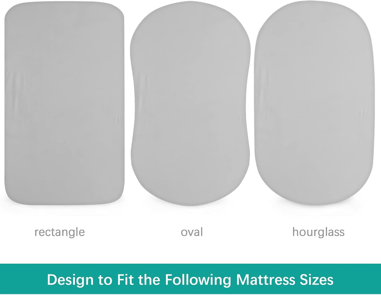 Waterproof Bassinet Sheets Fit for Halo, Dream on Me, Ingenuity, Fisher Price, Delta, Graco and Other Oval Bassinet Mattress, 2 Pack, Ultra Soft Microfiber Sheets, White & Grey