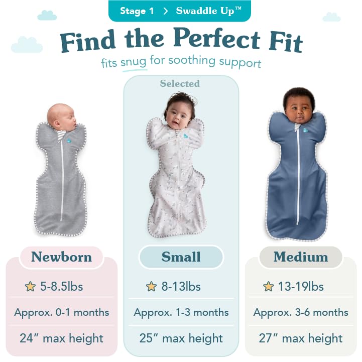 Love to Dream Swaddle UP, Baby Sleep Sack, Self-Soothing Swaddles for Newborns, Improves Sleep, Snug Fit Helps Calm Startle Reflex, New Born Essentials for Baby, 8-13lb, Denim
