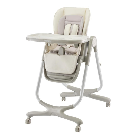 6 in 1 Convertible High Chairs for Babies and Toddlers,Portable High Chair with Dishwasher Tray and 4 Wheel,Booster Seat for Dining Table,Foldable Toddle and Baby Feeding Highchair (White)