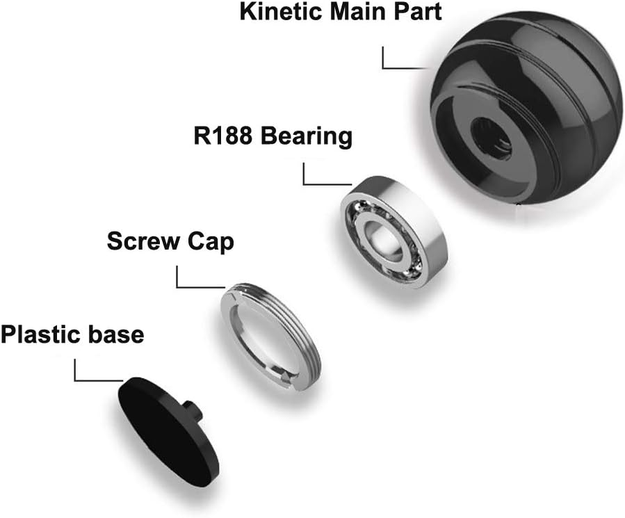 Metal Kinetic Desk Toy, Optical Illusion Fidget Spinning Top Ball, Unique Executive Stress Relief Gift for Adults & Kids