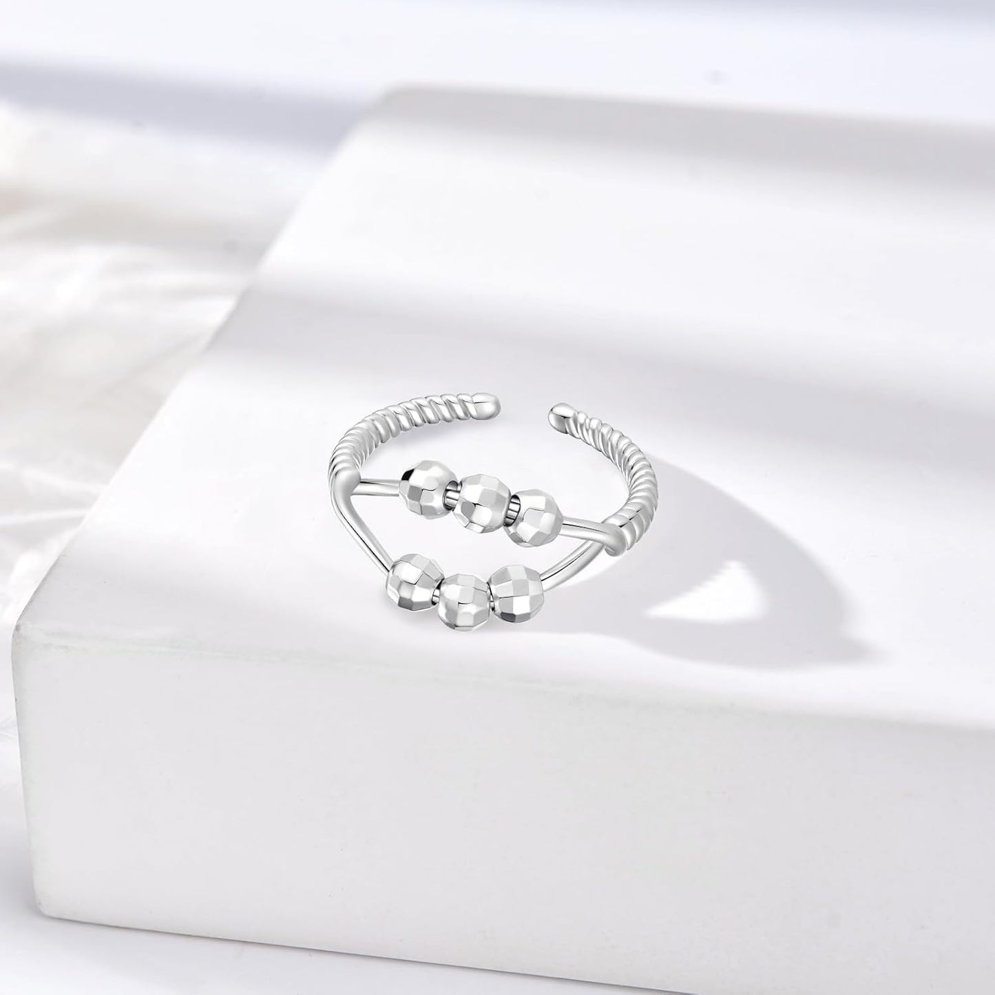 INFUSEU Funny Spinner Fidget Rings for Women Girls Anti Anxiety Stress Worry, Adjustable Size