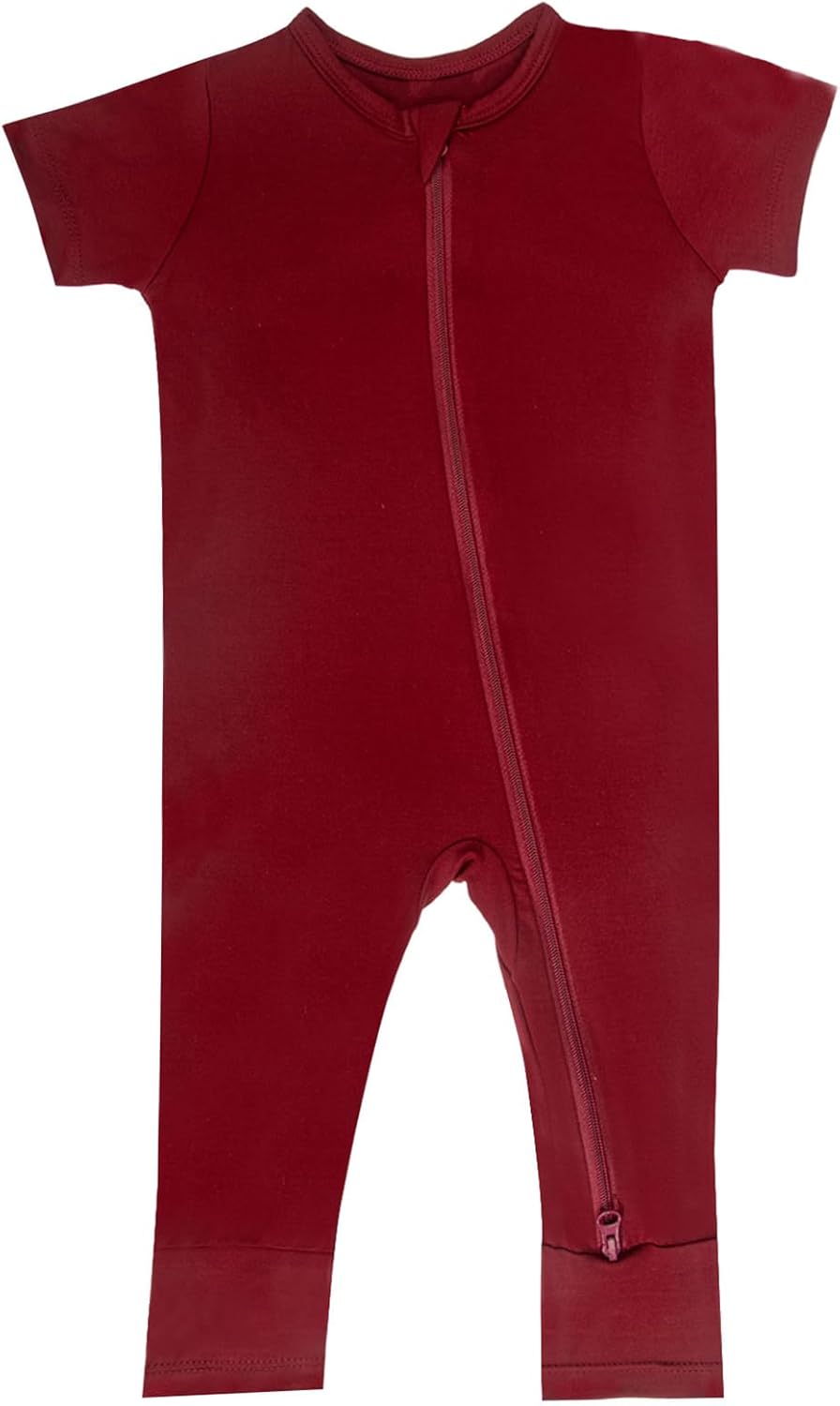 GUISBY Rayon Made from Bamboo Baby Pajamas, Summer Short Sleeve Footless Rompers, 2 Way Zipper Sleeper