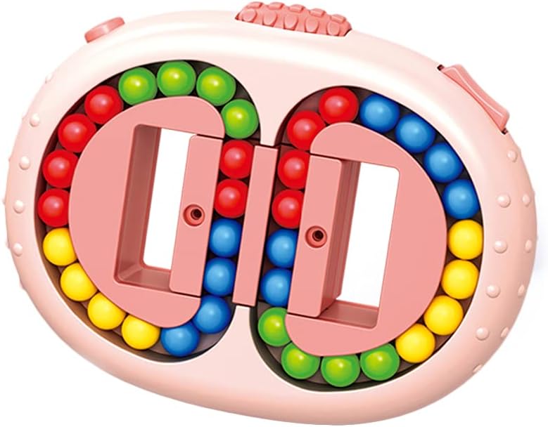 Rotating Magic Bean Cube Spinner Fidget Toys,Stress Relief Gifts Fidget Puzzles for Adults Kids,Anxiety Relief Learning & Education Toys,Double Flip Handheld Puzzle Cube Toys(Pink)