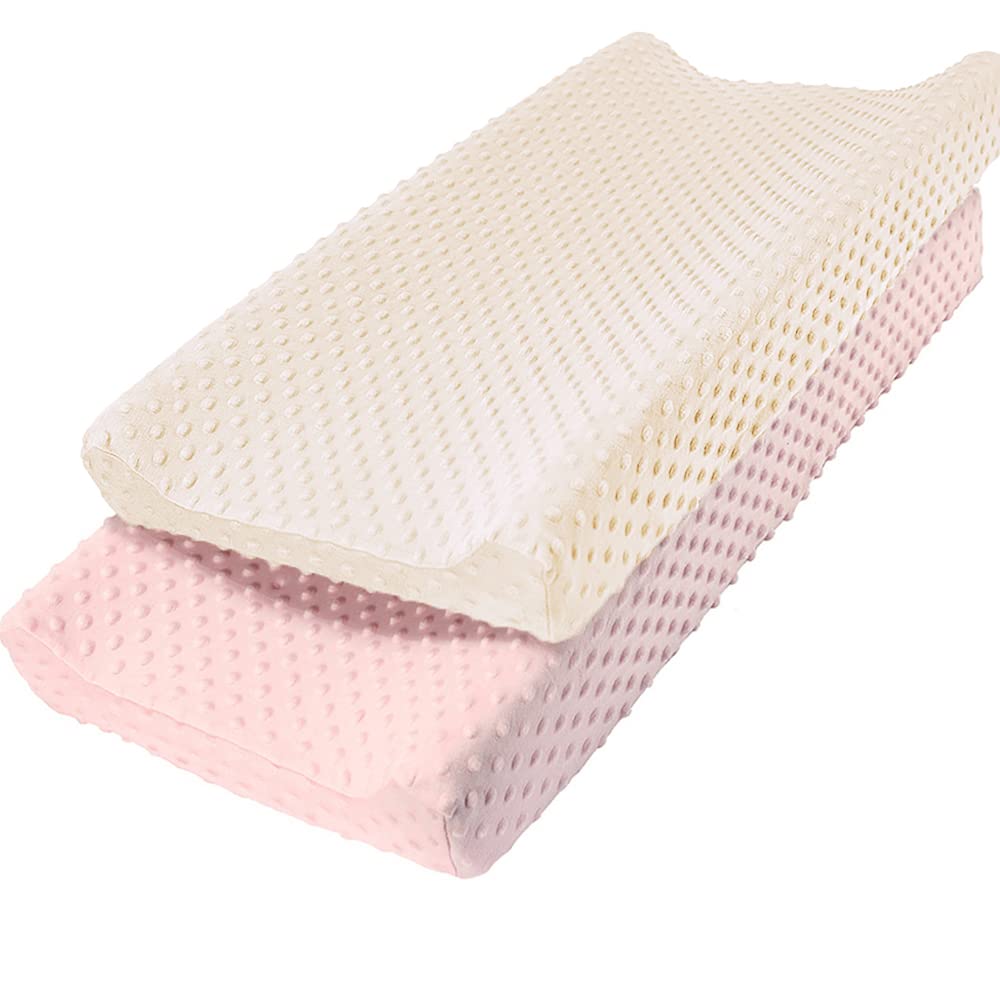Owlowla Changing Pad Cover,Soft Minky Dots Changing Table Sheets for Baby Boy and Girl 2Pack (Pink&Cream)