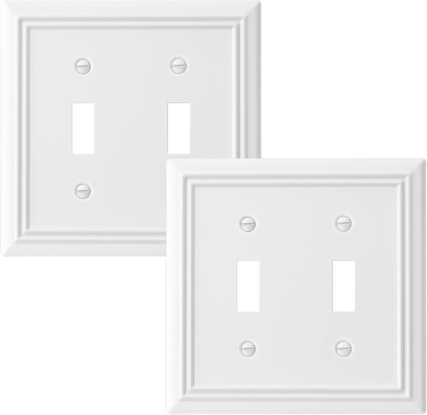 DEWENWILS White Light Switch Cover, Metal Toggle Light Switch Wall Plate, 2-Pack