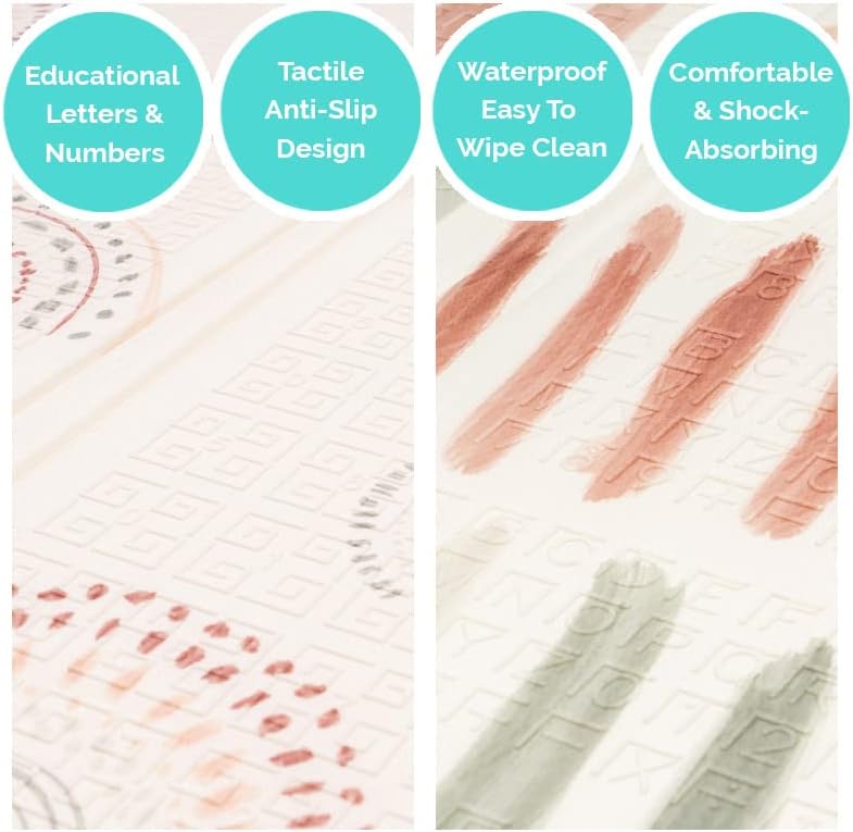 JumpOff Jo - Extra Large Waterproof Foam Padded Play Mat for Infants, Babies, Toddlers, Play Pens & Tummy Time, Foldable Activity Mat, 77 x 70 x 0.6 inches