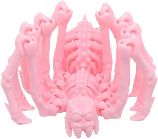 Large Skeleton Spider-Shy Spider,Halloween Decorations Skeleton Spider,Skeleton Spider Skull Bone Animal Skeleton Decorate Animal Halloween Skeleton Props (Pink)