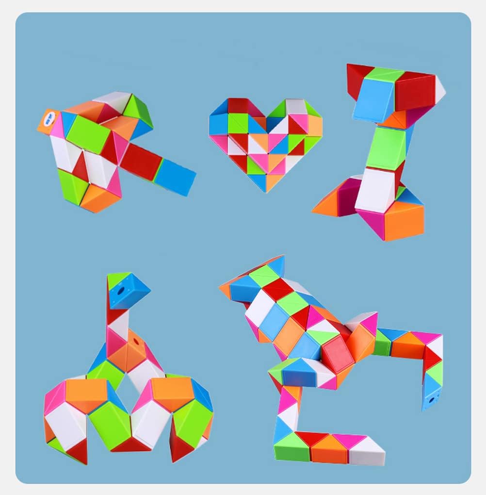 Fidget Magic Snake Cube Puzzles Twist Ruler Speed Cubes Brain Teaser Game Toys for Kids (48 Block 1PACK)