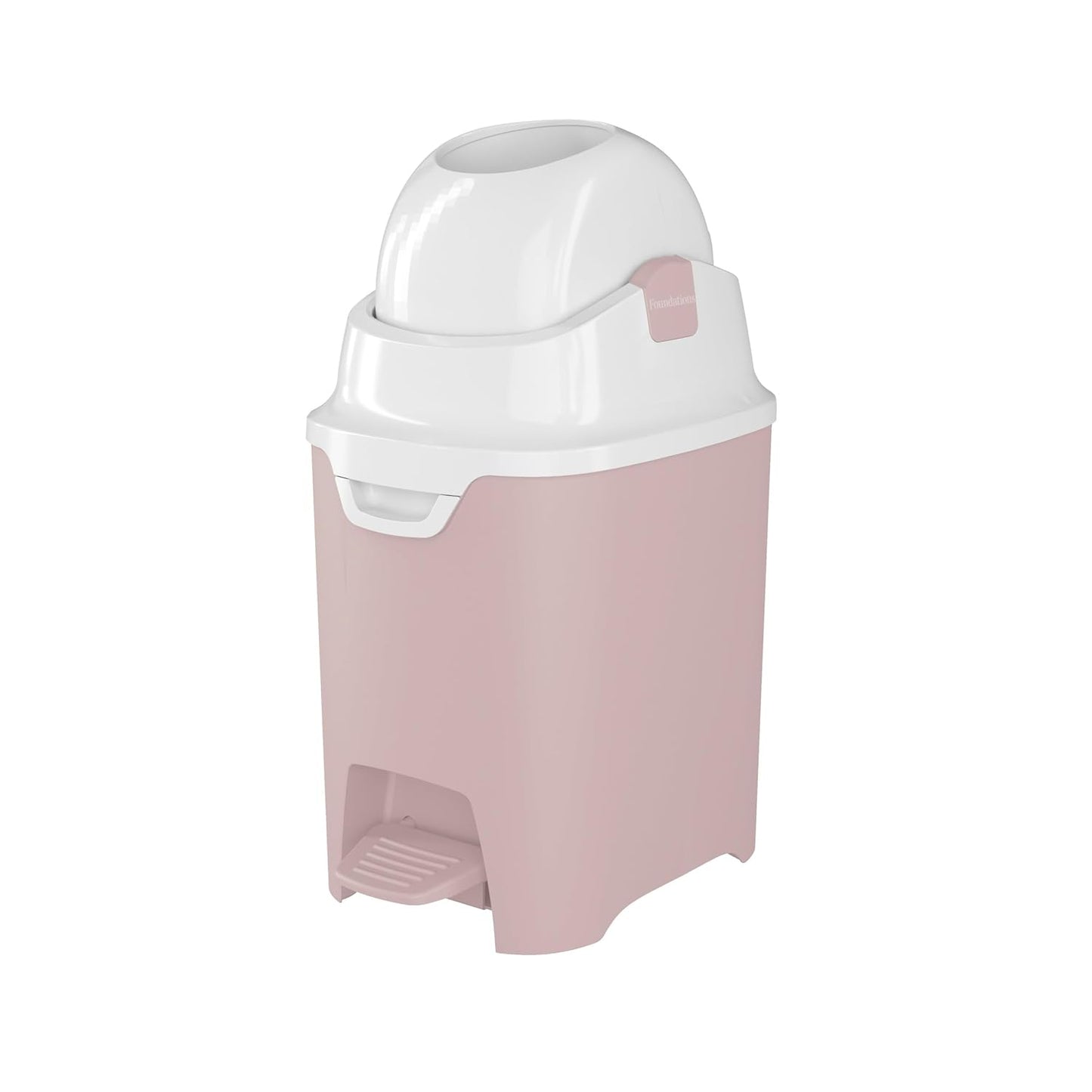 Foundations Mini Hands-Free Diaper Pail with Airtight Lid - Durable & Odorless Diaper Disposal, Large Capacity, Holds up to 30 Newborn Diapers, Refill with Any Bags - Pink