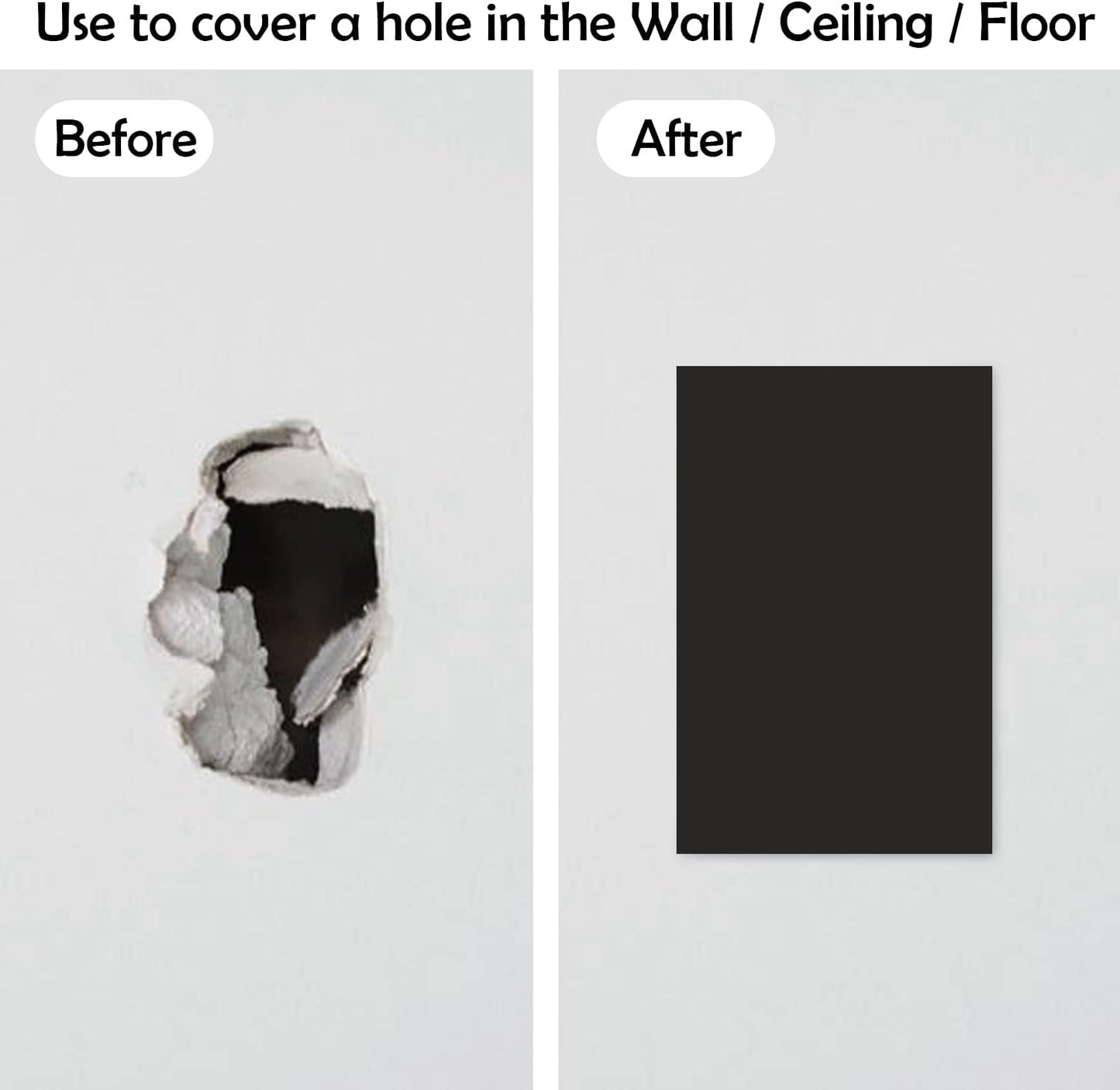 Rubber Bond Self-Adhesive Rubber Wall Outlet Cover Plate 5 Pack - Easy to Apply Peel & Stick Drywall Hole Patch - 5x3 Inch Screwless Blank Wall Plate Cover - Premium Rubber Wall Hole Cover (Black)