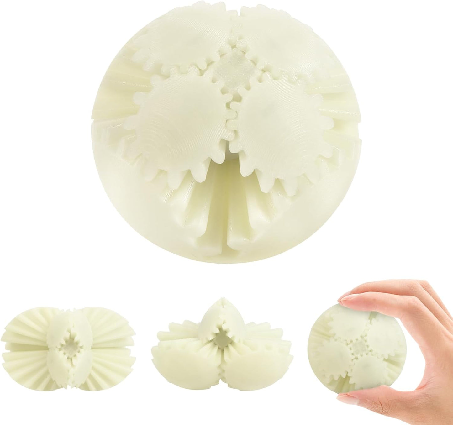 MerryXD Gear Ball Fidget Toy,GearSphere Desk 3D Printed Perfect for Stress and Anxiety Relaxing Fidget Toy Gear Fidget Sphere Activity Gear Ball for Adults Grow in The Dark White