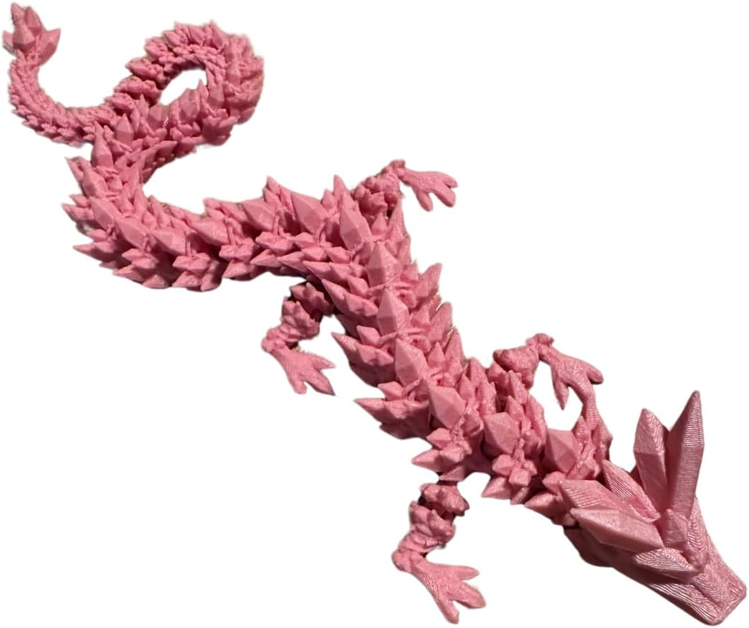 Crystal Dragon - Articulated Flexi Dragon - 3D Printed Gift (Baby, Pink)