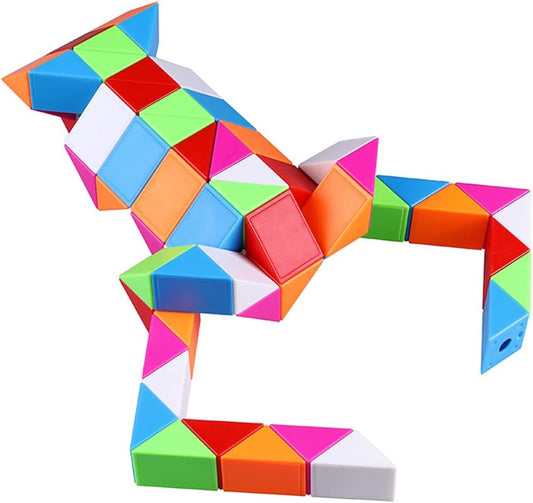 Fidget Magic Snake Cube Puzzles Twist Ruler Speed Cubes Brain Teaser Game Toys for Kids (72 Block 1PACK)