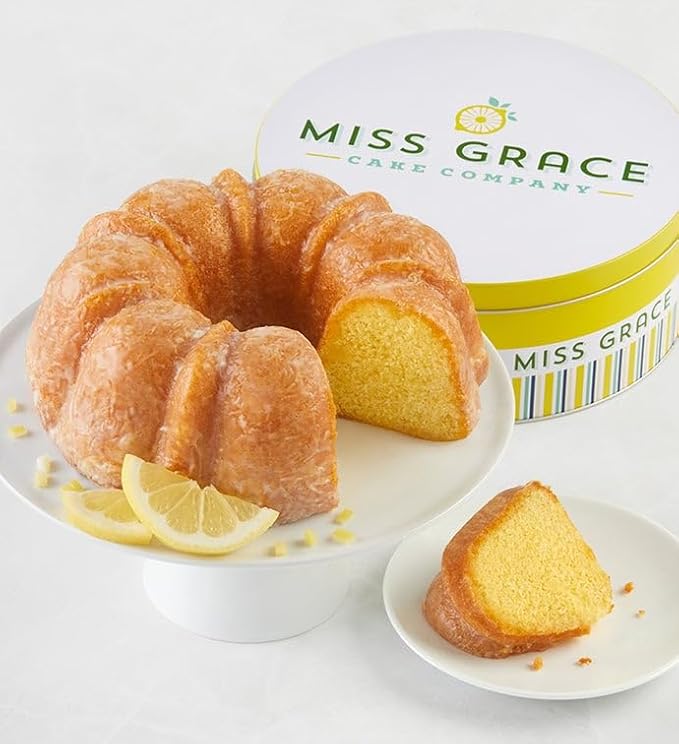 Cheryl's Cookies® Miss Grace Lemon Cake in Tin, Handmade with Freshly Squeezed Lemons, Lemon Glazed, Kosher, For Any Occasion, Birthday, Anniversaries, Congratulations, 12 Servings