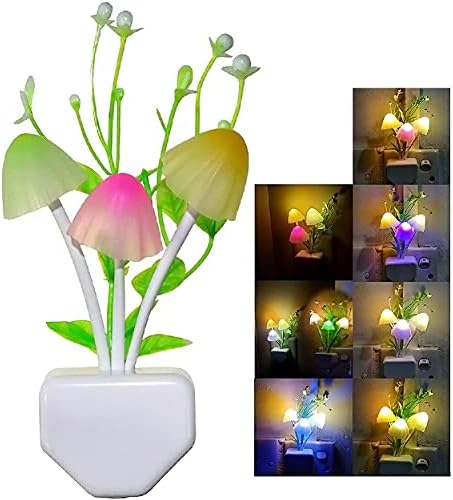 Sensor Led Night Light, Color Changing Plug-in LED Mushroom Light Dream Bed Lamp Cute NightLight Sweet Night Lights for Kids Adults