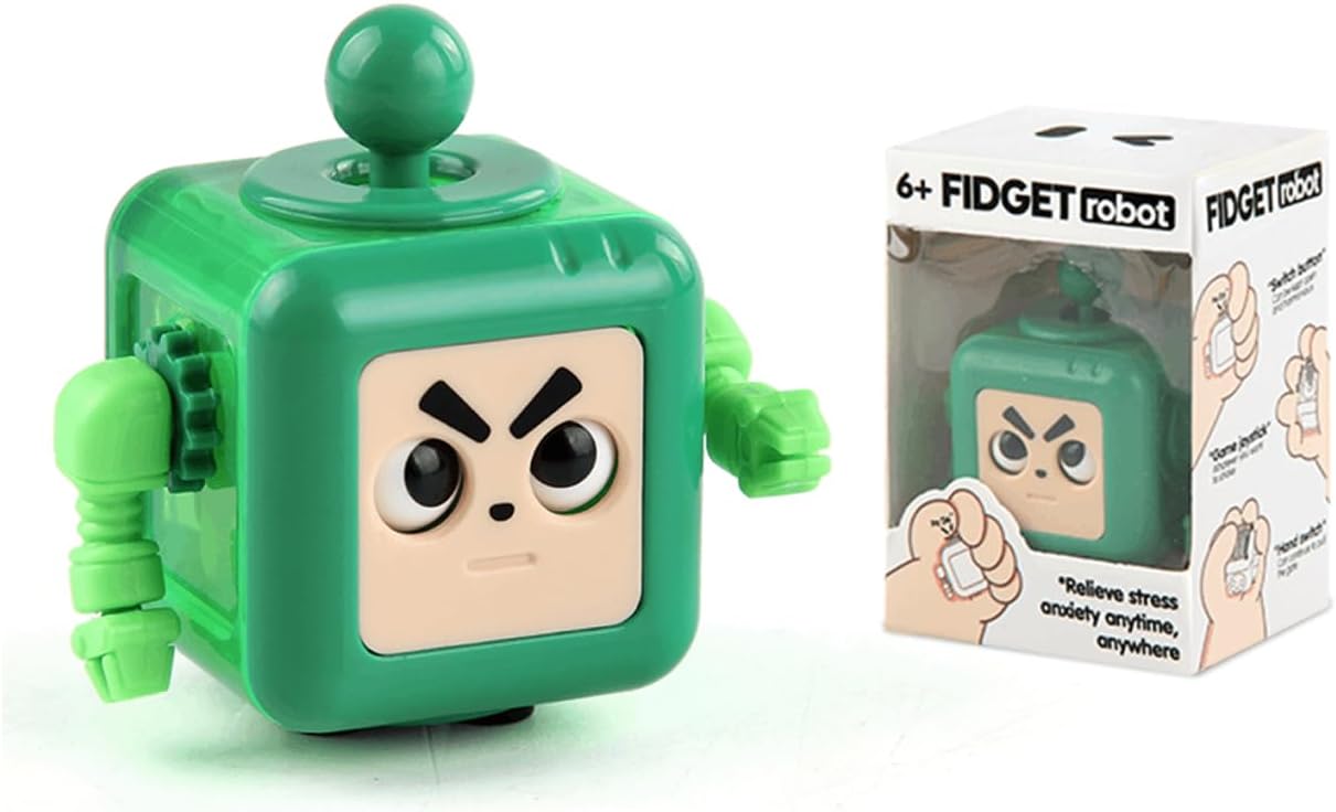 Fidget Robot Cube Fidget Toy, Magic Cube Stress and Anxiety Relief Toys, Fidgets Robot Cube Fidget Toy Cube Relaxing Hand-Held for Adults, Killing Time Cool Fidget Block for ADD/ADHD/OCD (Green)